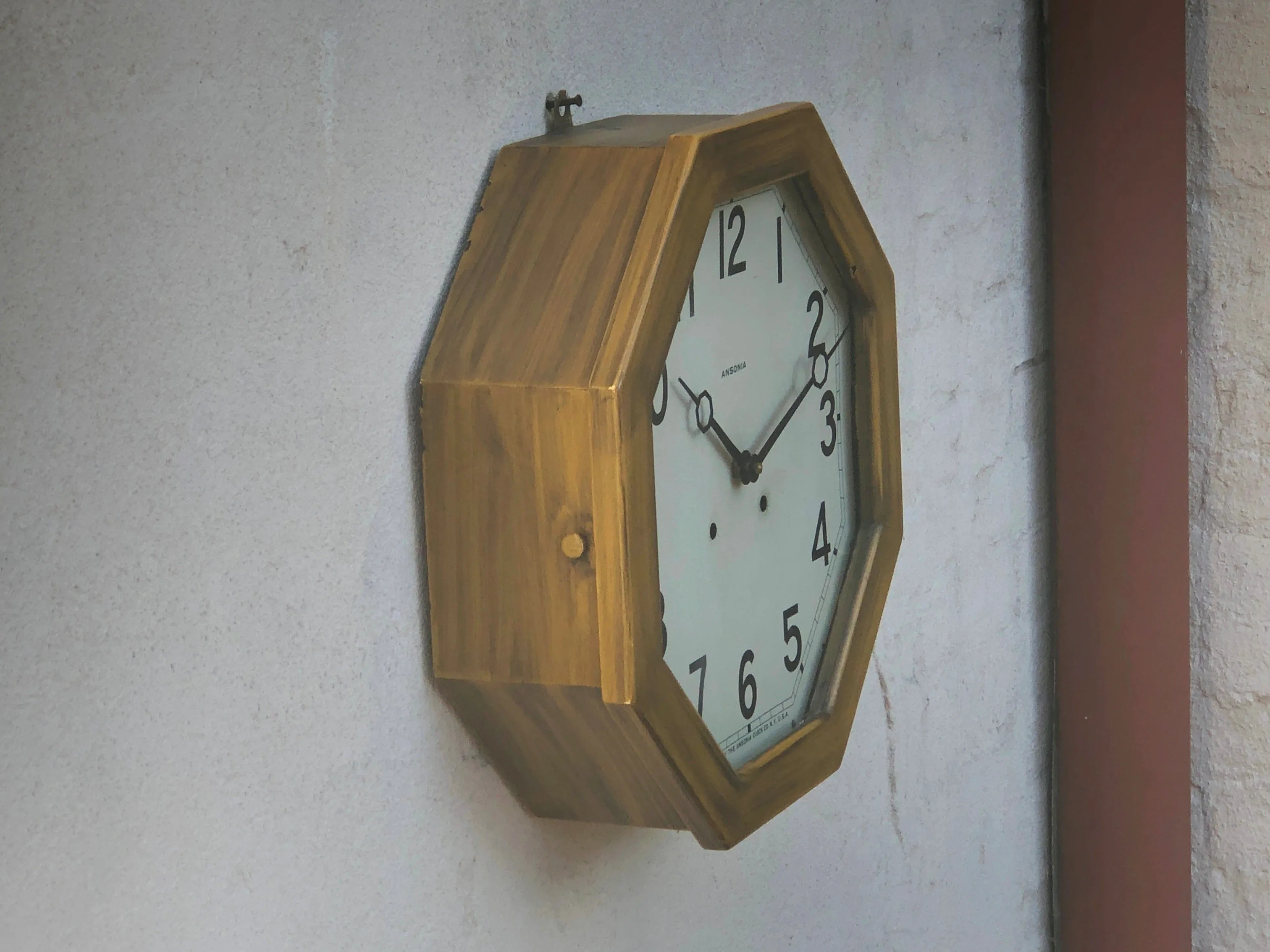 Large Ansonia Octagon Wall Clock, New Quartz Movement with Original Hands