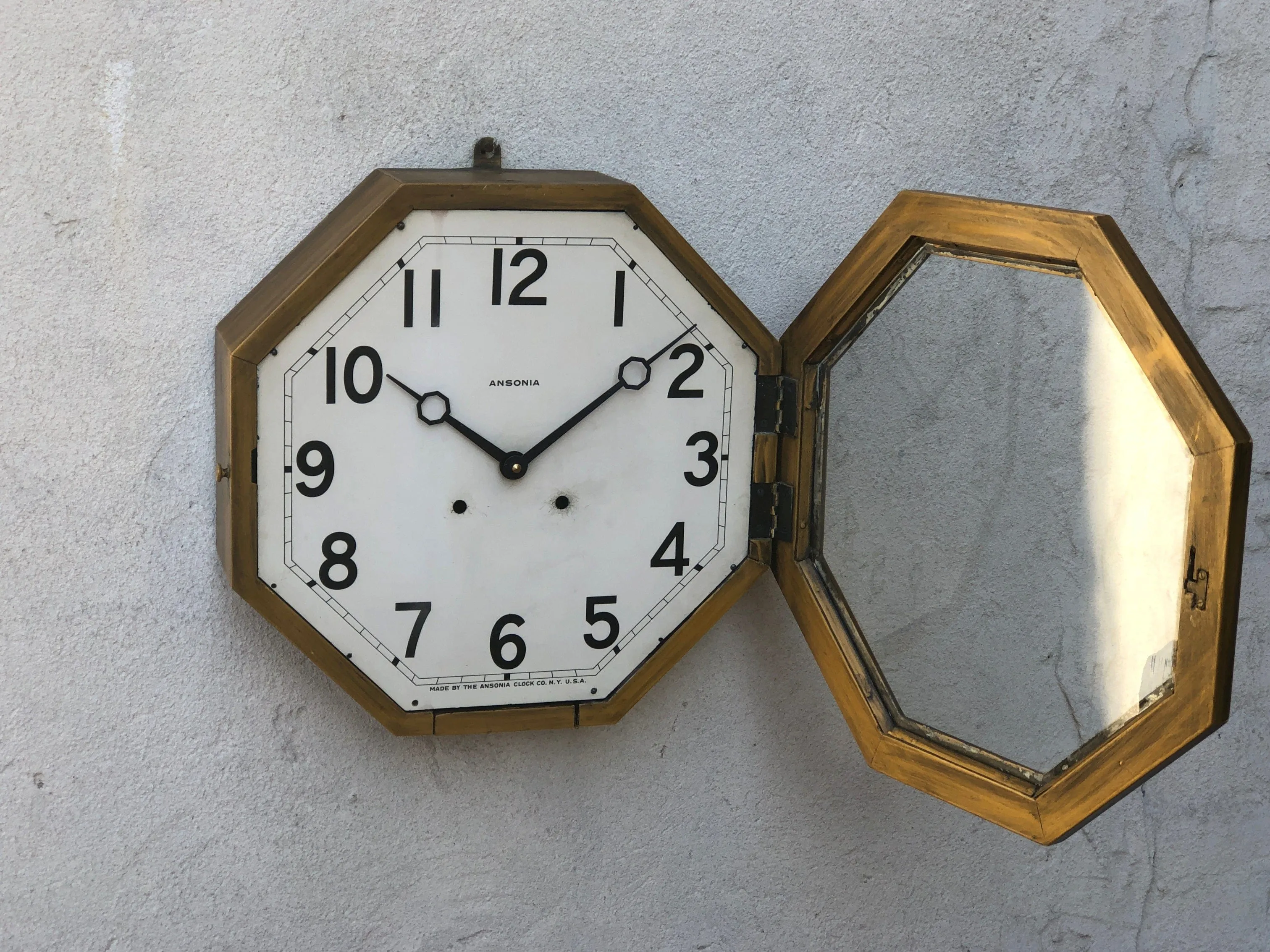 Large Ansonia Octagon Wall Clock, New Quartz Movement with Original Hands