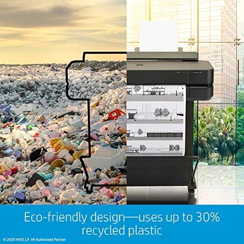 Large Format HP DesignJet T650,Color 24-inch Plotter Printer, Includes 2-Year Warranty Care Pack (5HB08H) ,Black