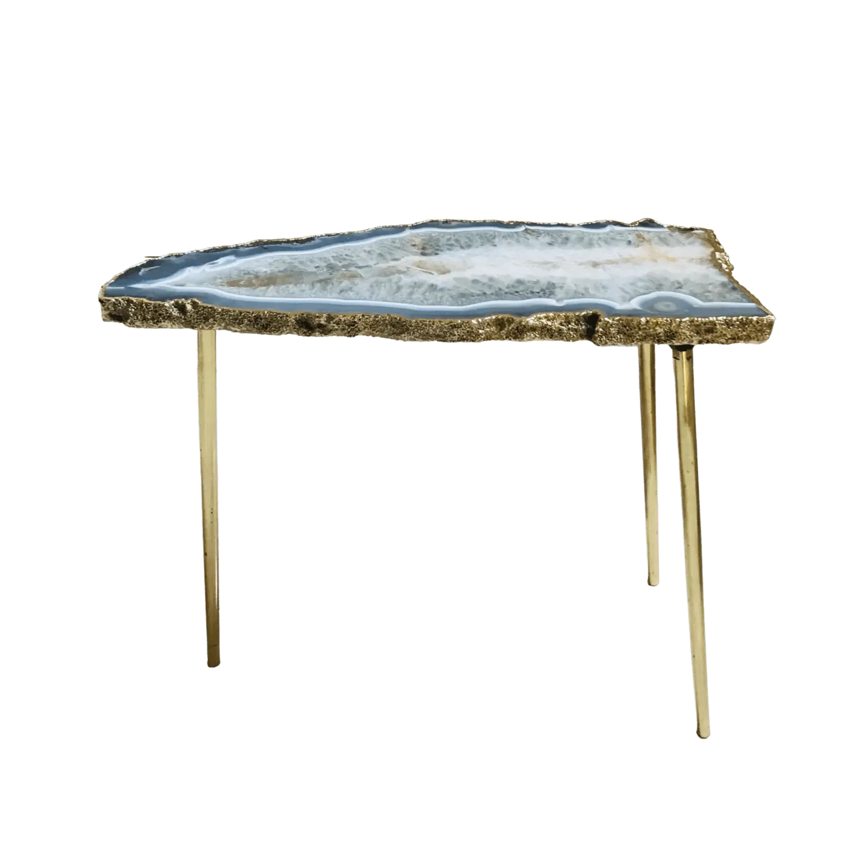 Large Grey Agate Quartz Organic Edge Side Table