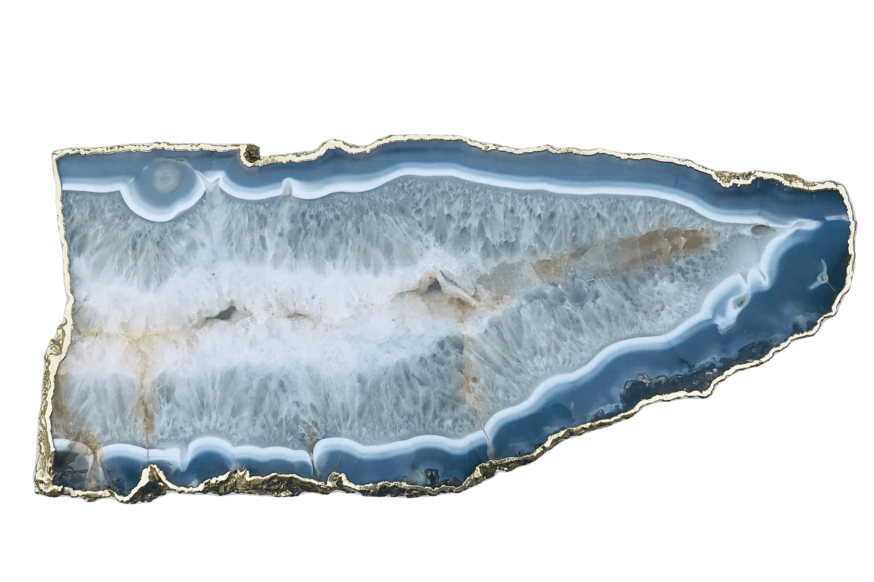 Large Grey Agate Quartz Organic Edge Side Table