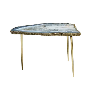 Large Grey Agate Quartz Organic Edge Side Table