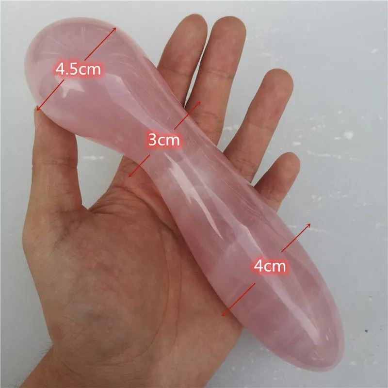 large length and width natural pink quartz crystal gemstone massage stick wand yoni wand goddess wand healing for women