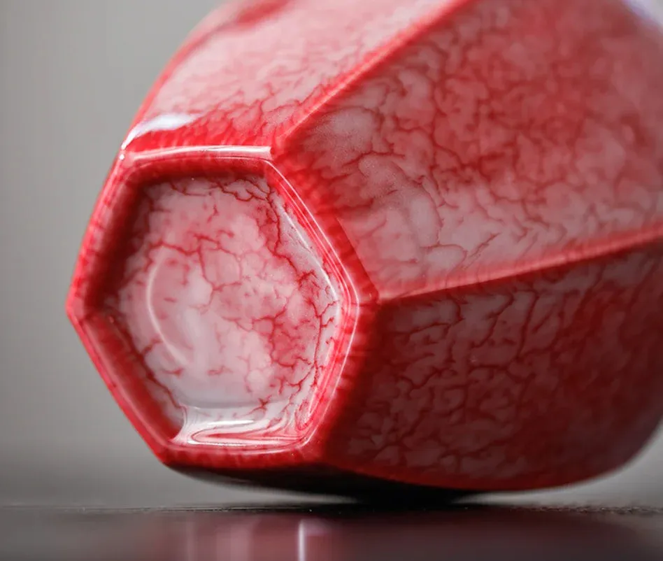 Large Red Ceramic Ashes Urn