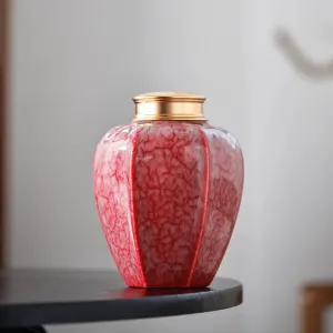 Large Red Ceramic Ashes Urn