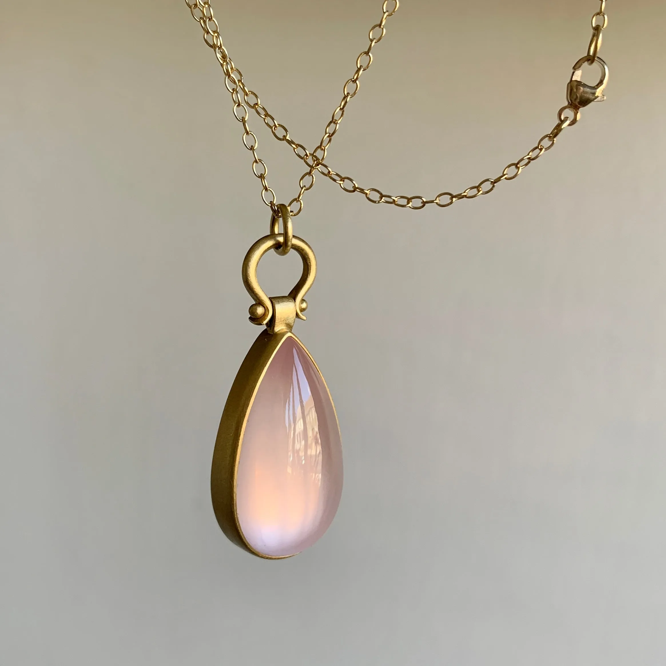 Large Rose Quartz Teardrop Pendant
