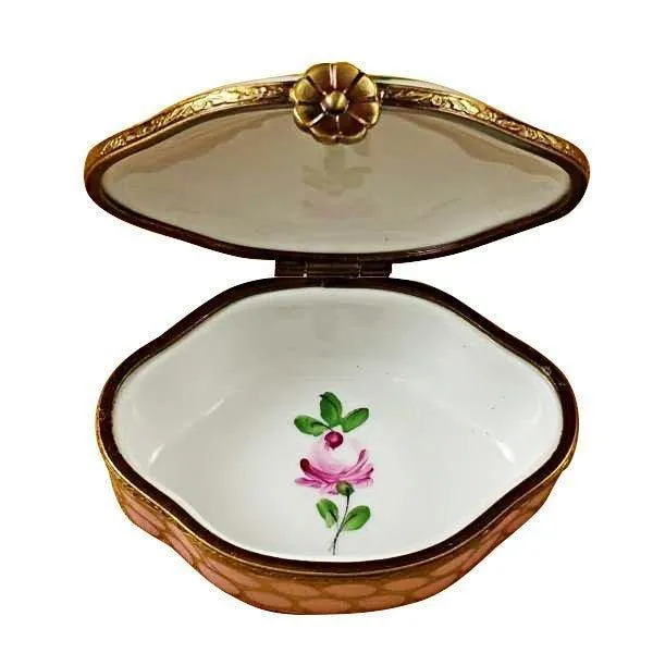 Large Semi Oval Pink/Gold limoges box