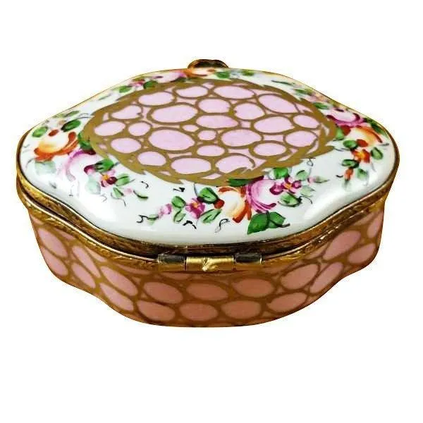 Large Semi Oval Pink/Gold limoges box