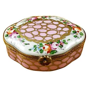 Large Semi Oval Pink/Gold limoges box