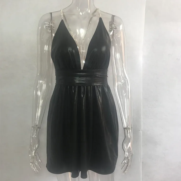 Laser Sparkle Backless Dress
