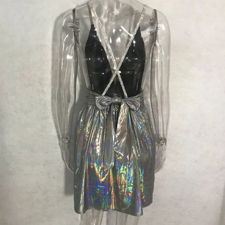 Laser Sparkle Backless Dress
