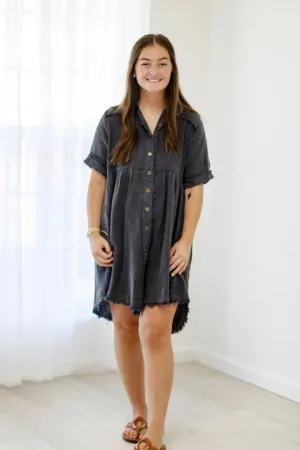 Last Friday Night Solid Dress in Midnight