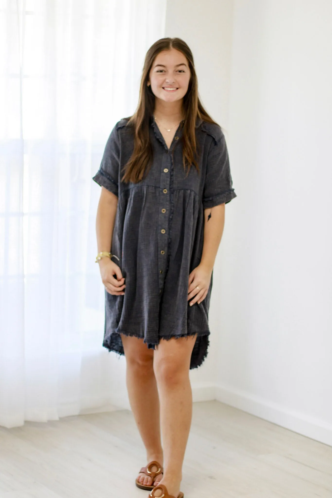 Last Friday Night Solid Dress in Midnight