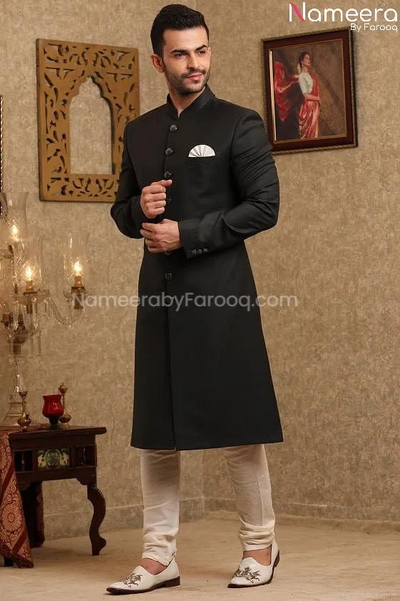 Latest Black Sherwani for Wedding Online 2021 #GR95