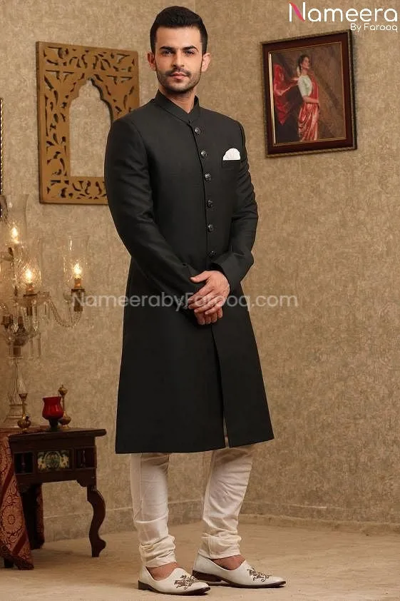 Latest Black Sherwani for Wedding Online 2021 #GR95