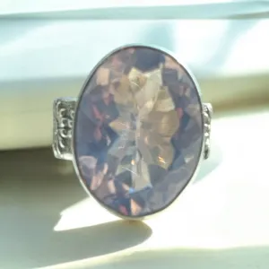 Lavender Quartz Solid 925 Sterling Silver Ring 8