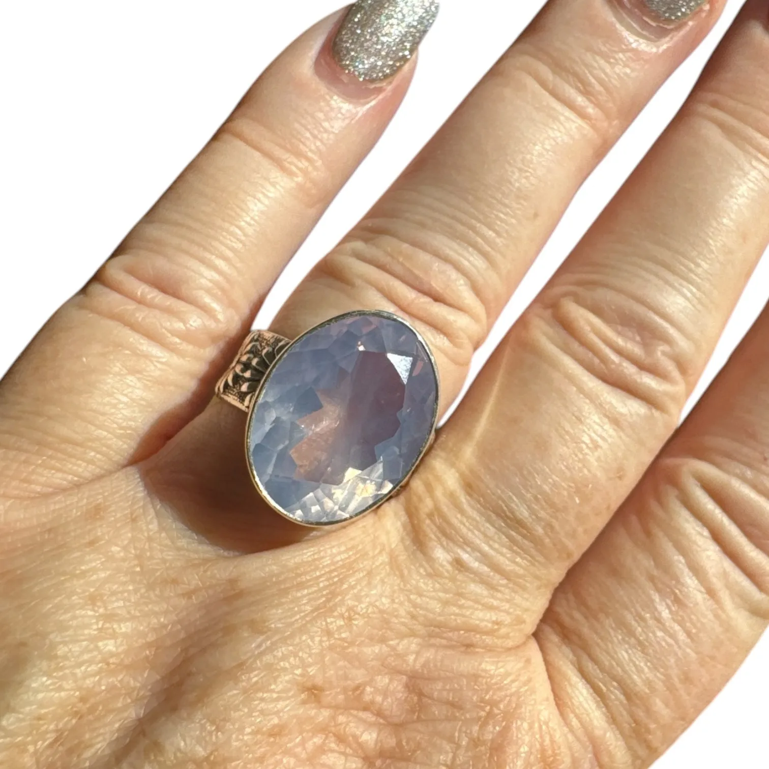 Lavender Quartz Solid 925 Sterling Silver Ring 8
