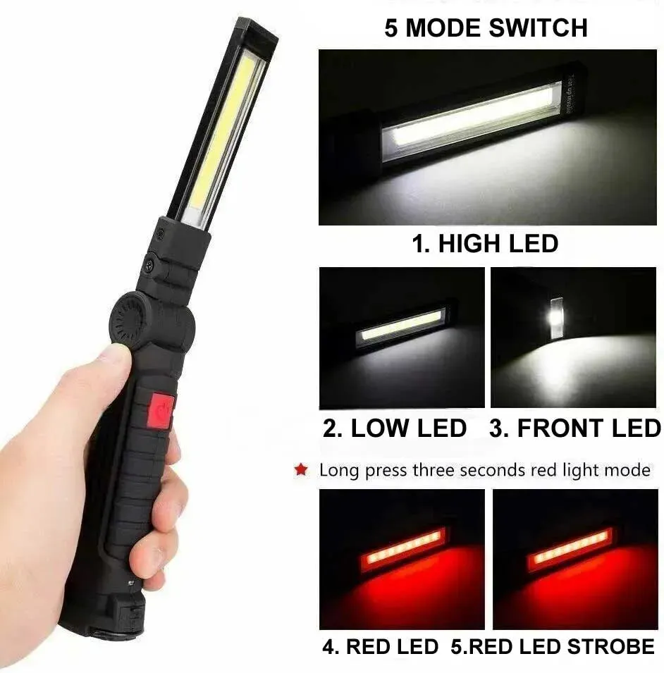 Led COB Work Light Torch 3w Usb Rechargeable Cordless Inspection Lamp