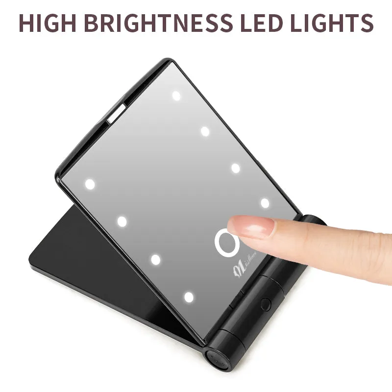 LED Portable Minimalist Makeup Mirror, Folding Vanity Mirror for On-the-Go Touch-ups