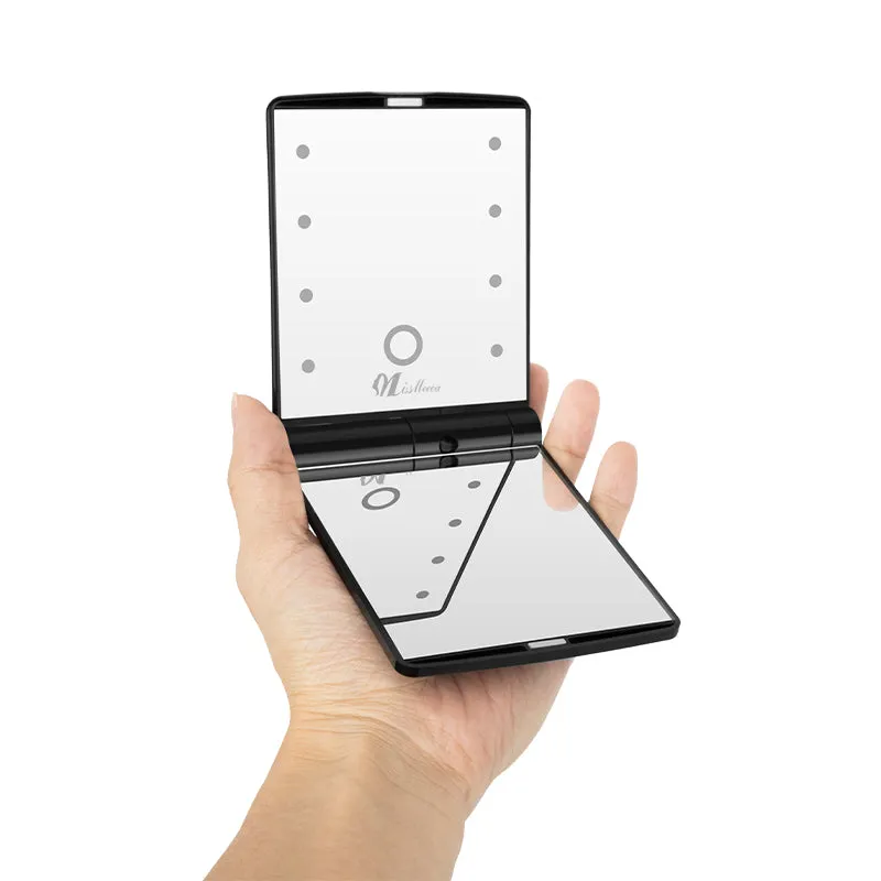 LED Portable Minimalist Makeup Mirror, Folding Vanity Mirror for On-the-Go Touch-ups