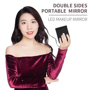 LED Portable Minimalist Makeup Mirror, Folding Vanity Mirror for On-the-Go Touch-ups