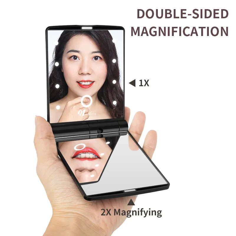 LED Portable Minimalist Makeup Mirror, Folding Vanity Mirror for On-the-Go Touch-ups