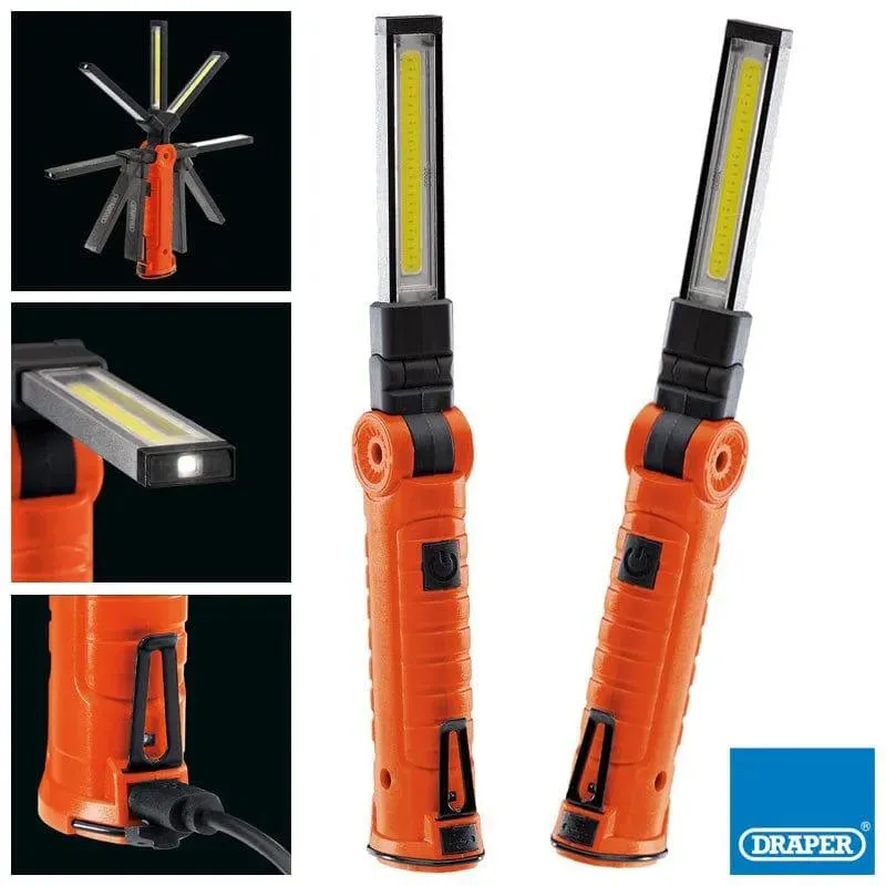 LED Torch Rechargeable Cordless Inspection Lamp COB Draper 19184 - 2 PACK
