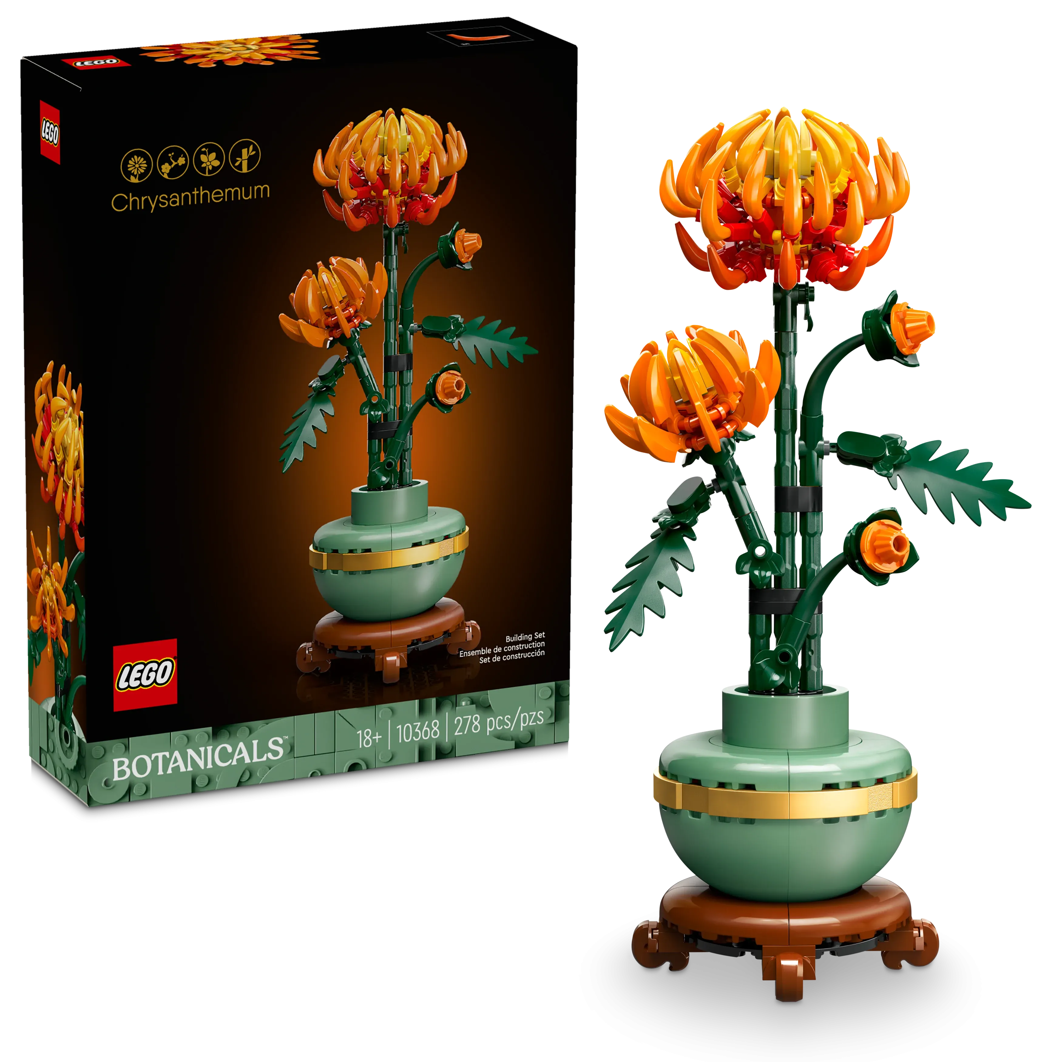 LEGO® Icons Chrysanthemum Flower Decor Building Set, Zero-Maintenance Plant Gift for Adults 10368