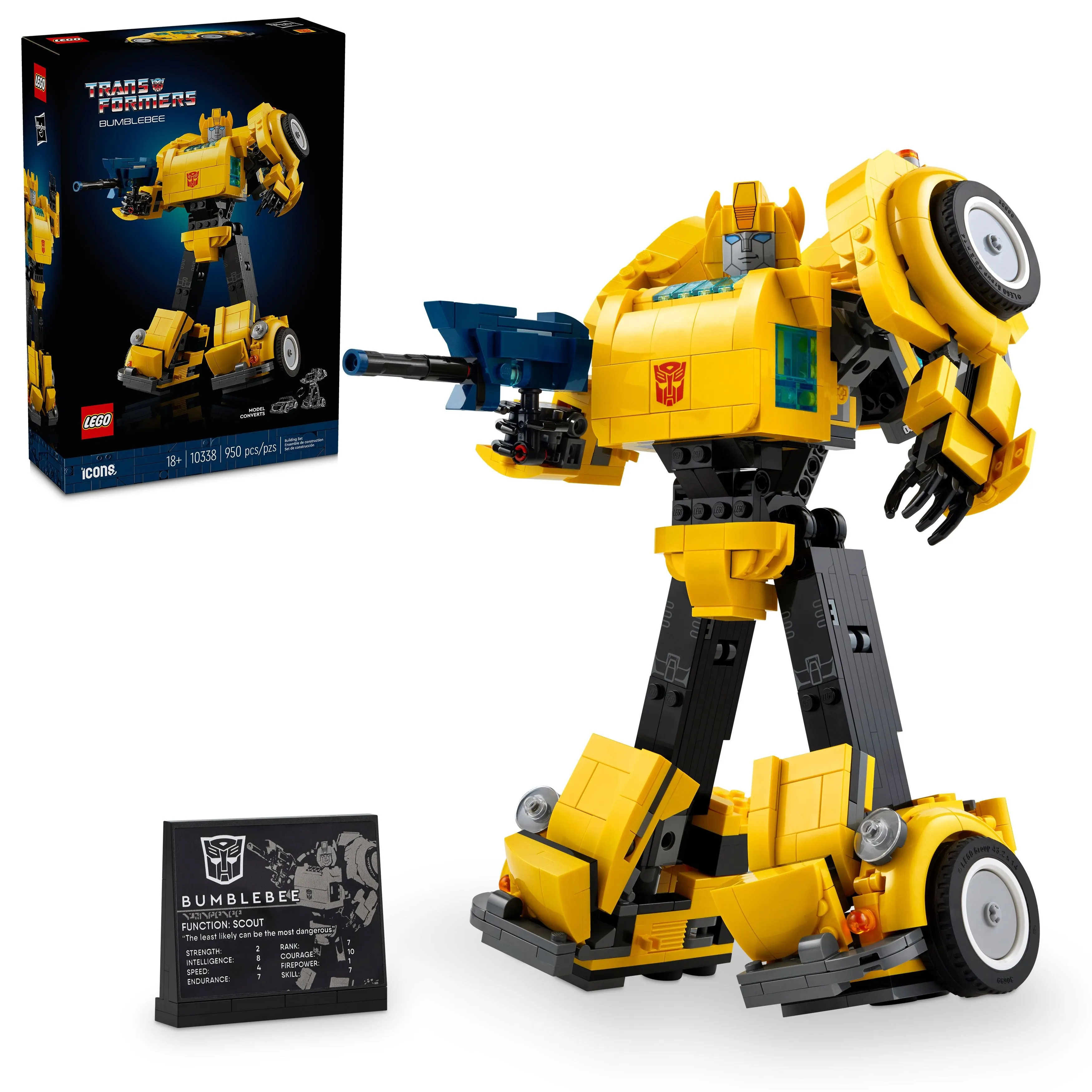LEGO® Icons Transformers Bumblebee Robot Action Figure Building Set for Adults 10338