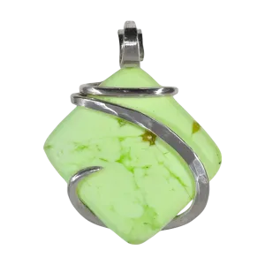 Lemon Magnesite Handmade Stone Pendant Wrapped in Silver