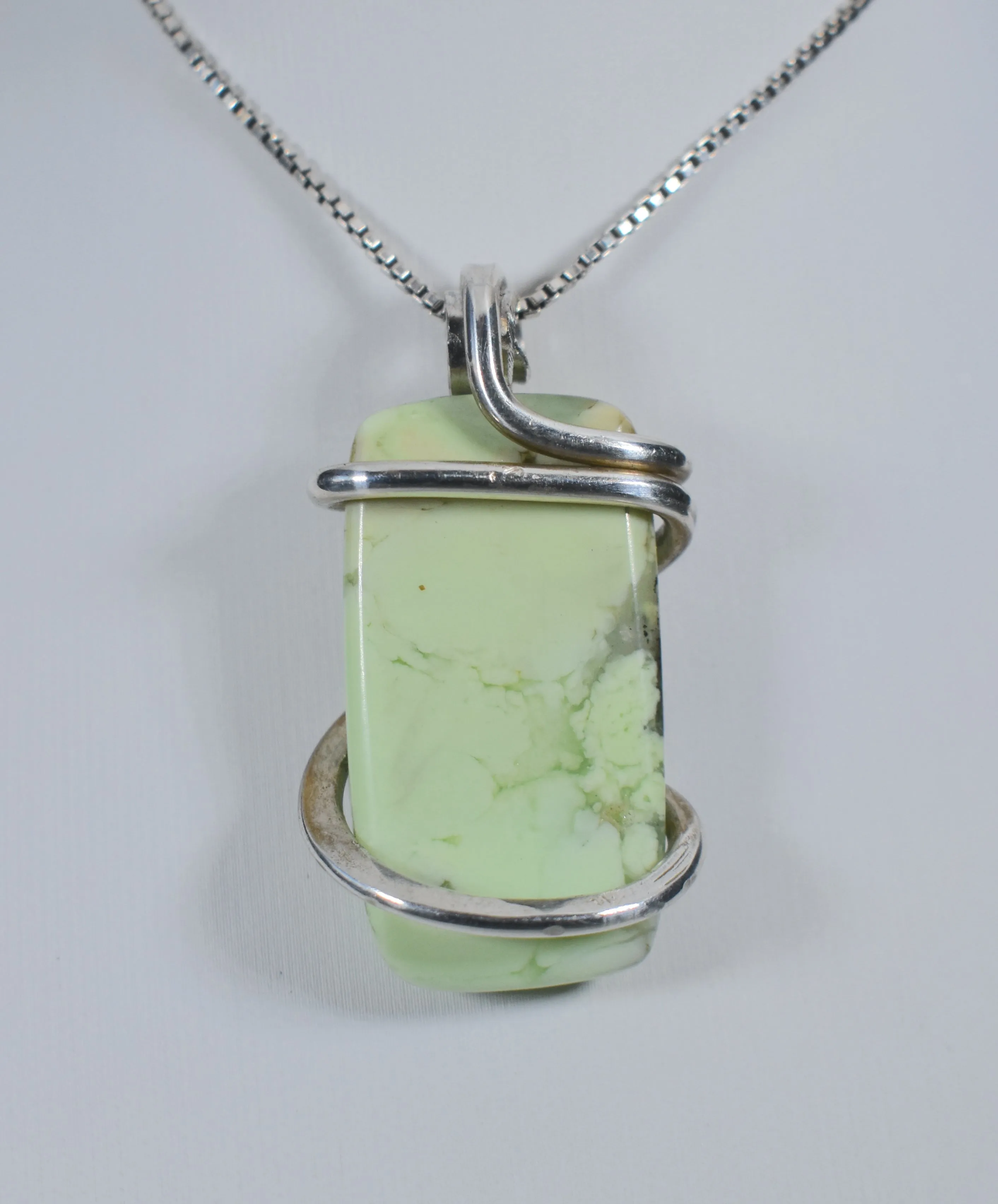 Lemon Magnesite Handmade Stone Pendant Wrapped in Silver