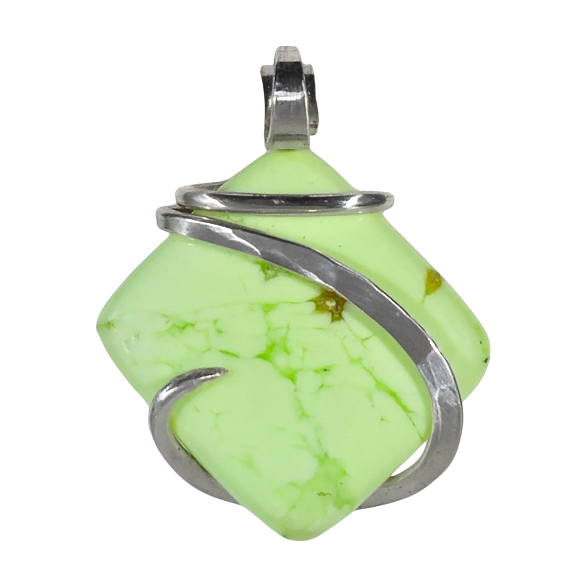Lemon Magnesite Handmade Stone Pendant Wrapped in Silver