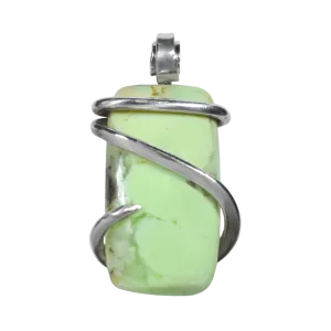 Lemon Magnesite Handmade Stone Pendant Wrapped in Silver