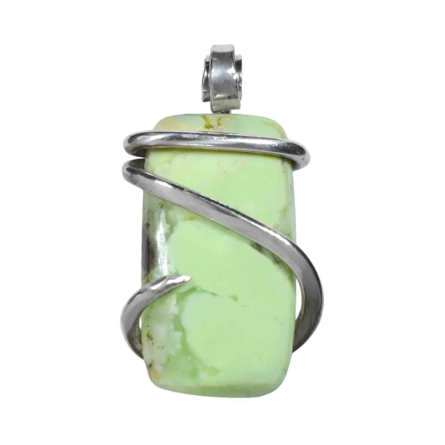 Lemon Magnesite Handmade Stone Pendant Wrapped in Silver