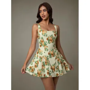 'Leocadia' Floral Pleated Mini Dress