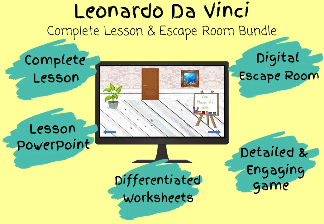 Leonardo Da Vinci Lesson and Escape Room Bundle