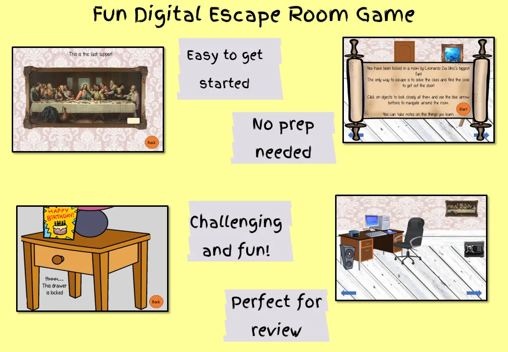 Leonardo Da Vinci Lesson and Escape Room Bundle