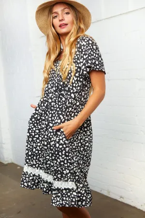 Leopard Crochet Lace Babydoll Dress