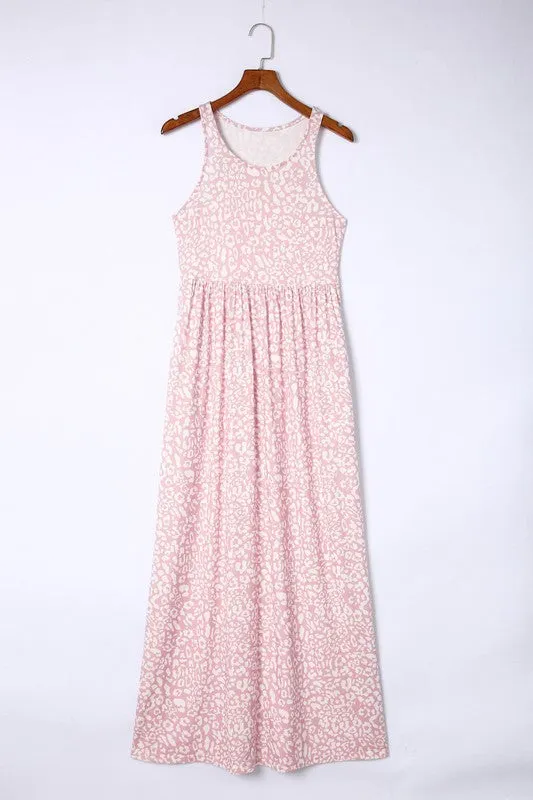 Leopard Dust Baby Pink Sleeveless maxi dress