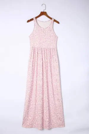 Leopard Dust Baby Pink Sleeveless maxi dress