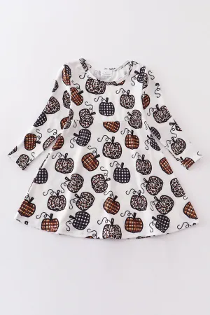 Leopard pumpkin print girl dress