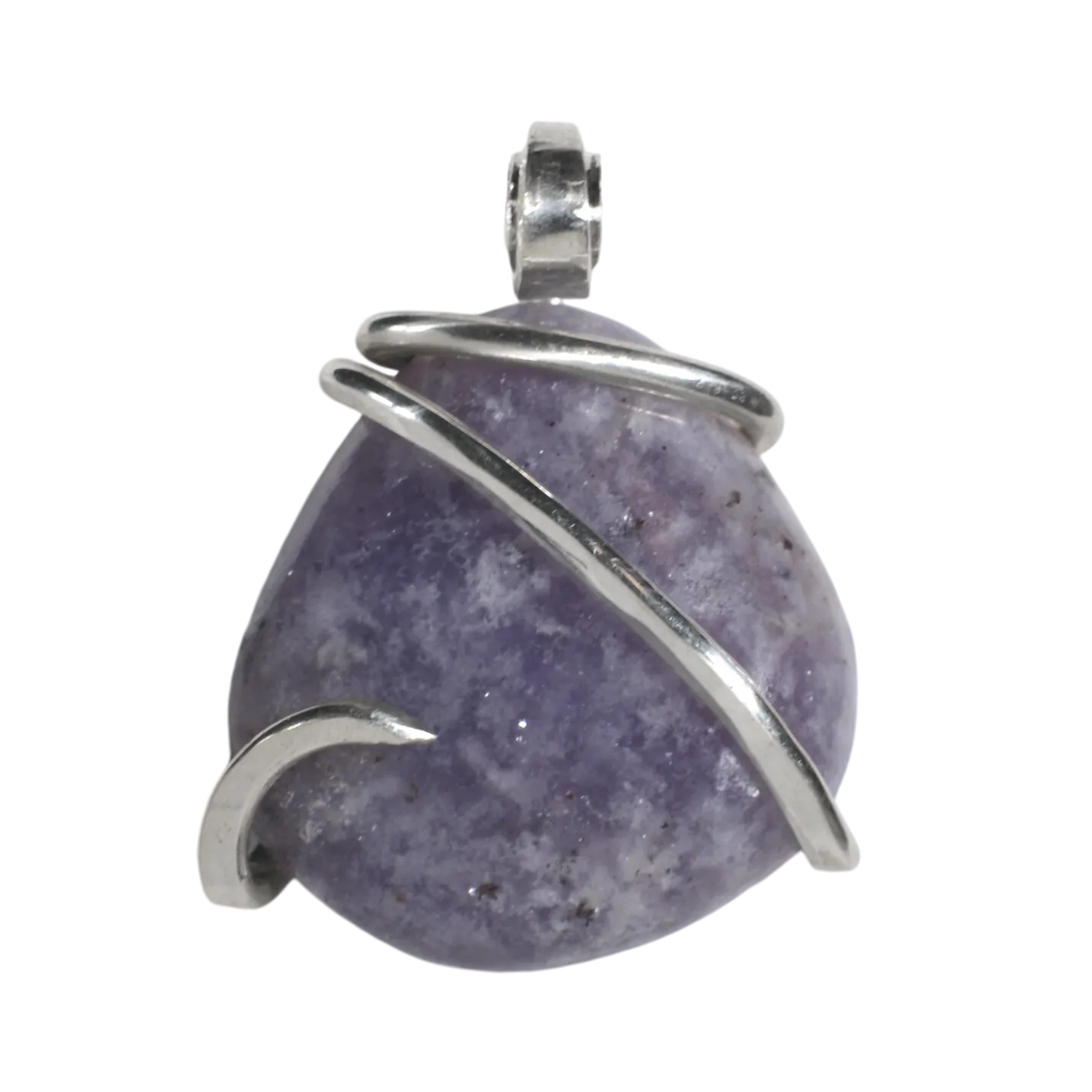 Lepidolite Handmade Stone Pendant Wrapped in Silver