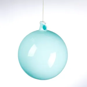 LIGHT BLUE 150MM BUBBLE GLASS ORNAMENT WITH CLEAR PVC BOX
