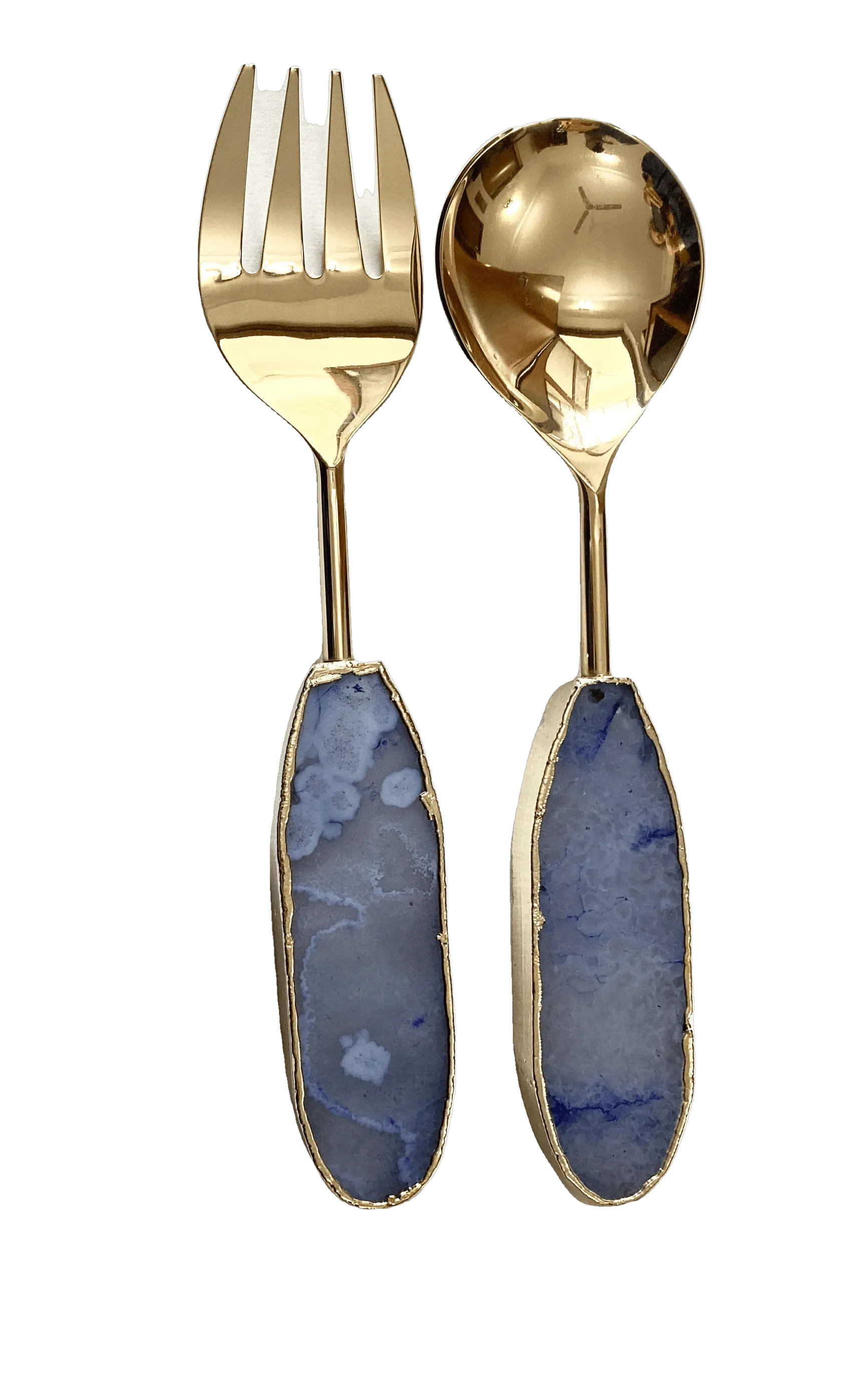 Light Ink Blue Agate Salad Server - Set of 2