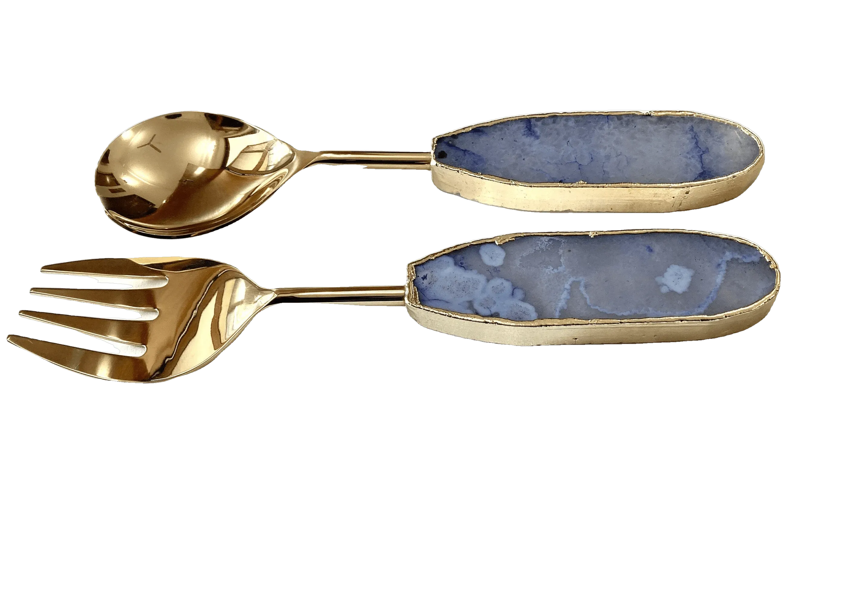 Light Ink Blue Agate Salad Server - Set of 2