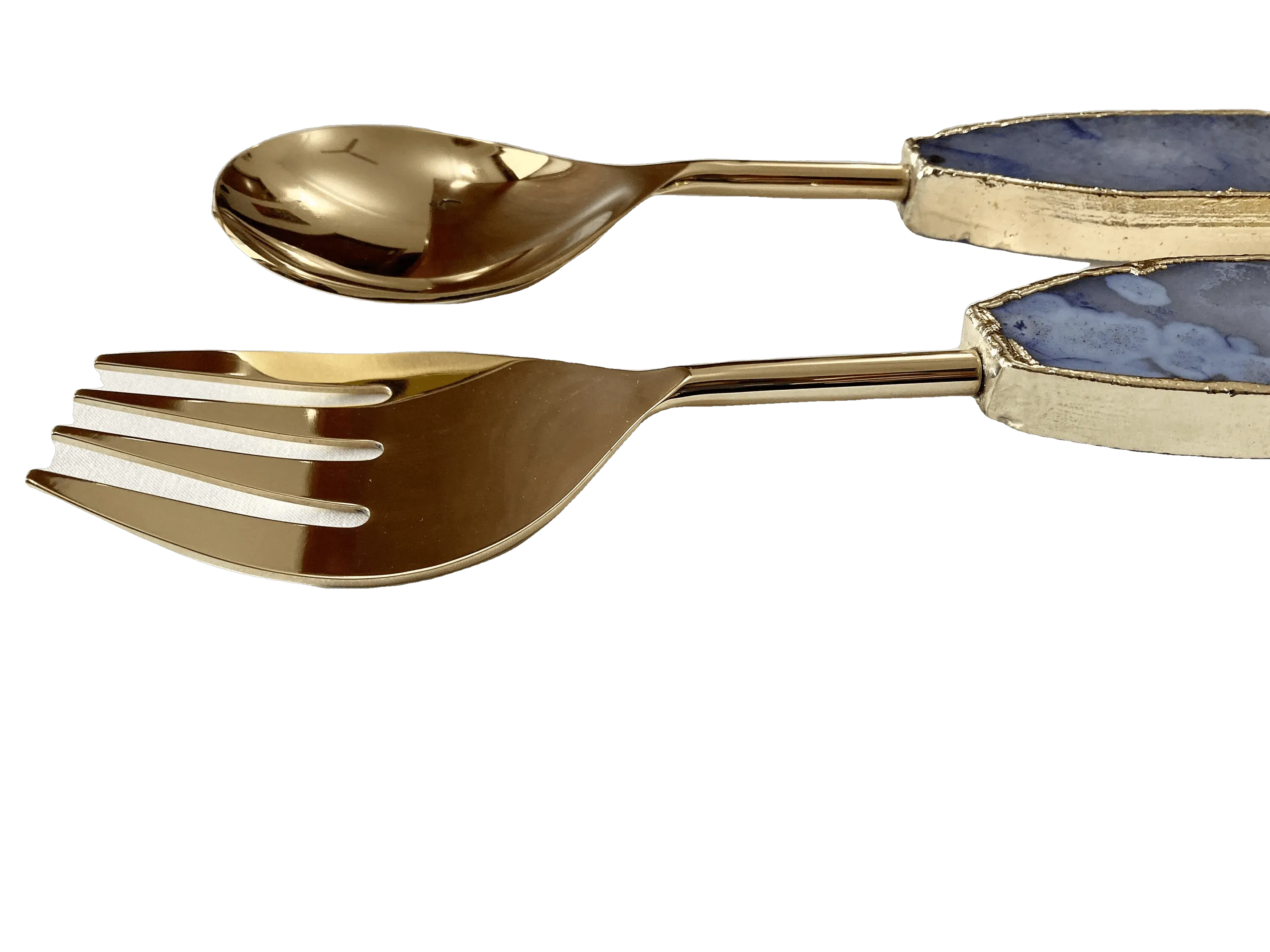 Light Ink Blue Agate Salad Server - Set of 2