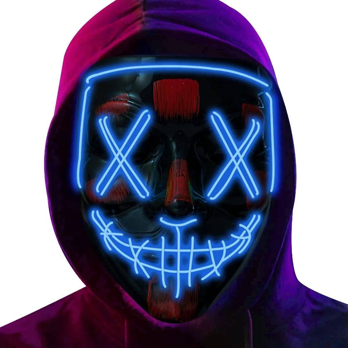 Light-Up Mask with EL Wire for Festival Cosplay (Random Colors)