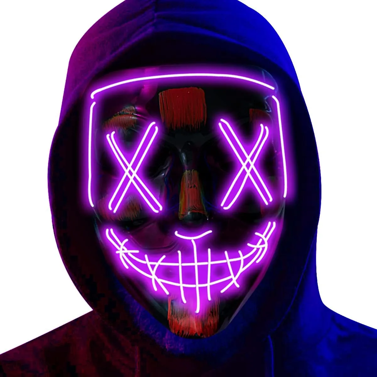 Light-Up Mask with EL Wire for Festival Cosplay (Random Colors)