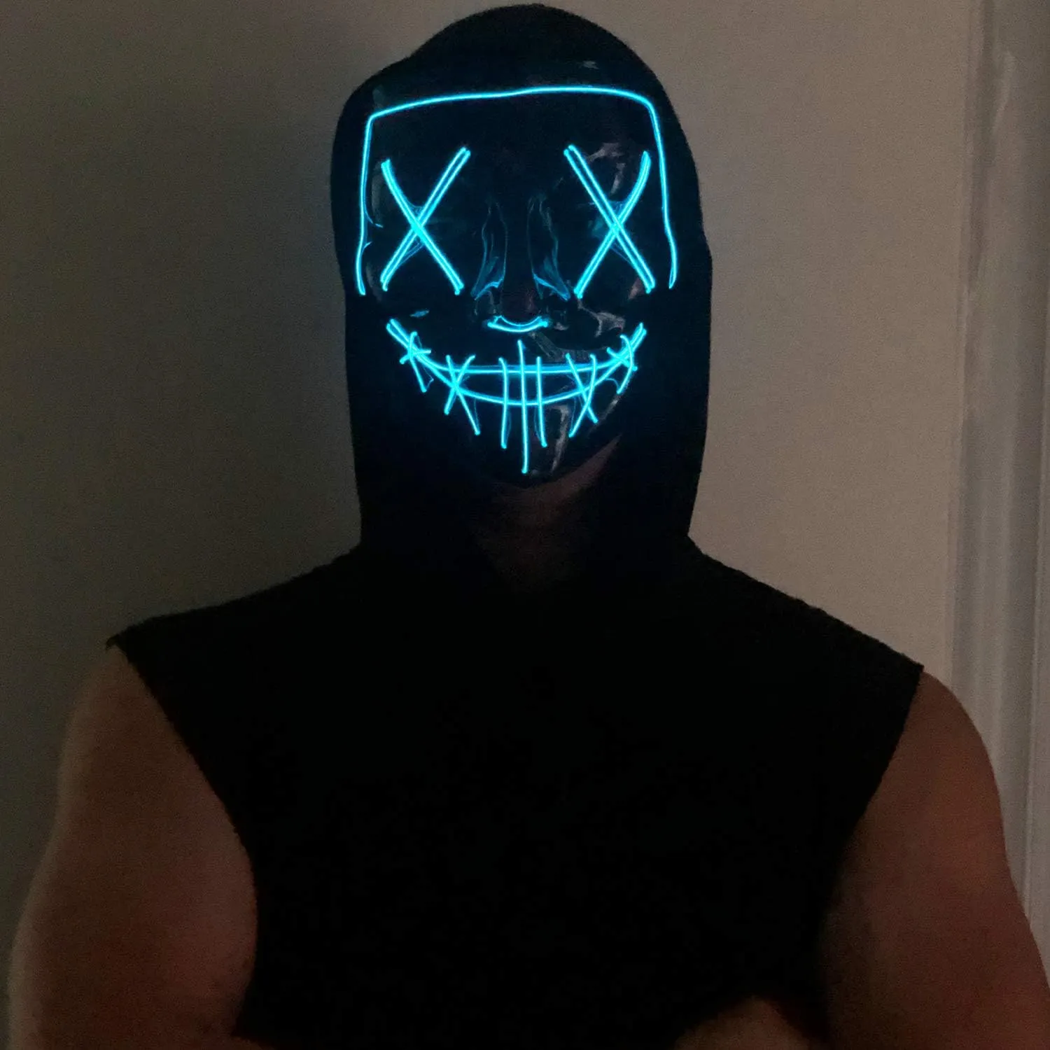 Light-Up Mask with EL Wire for Festival Cosplay (Random Colors)