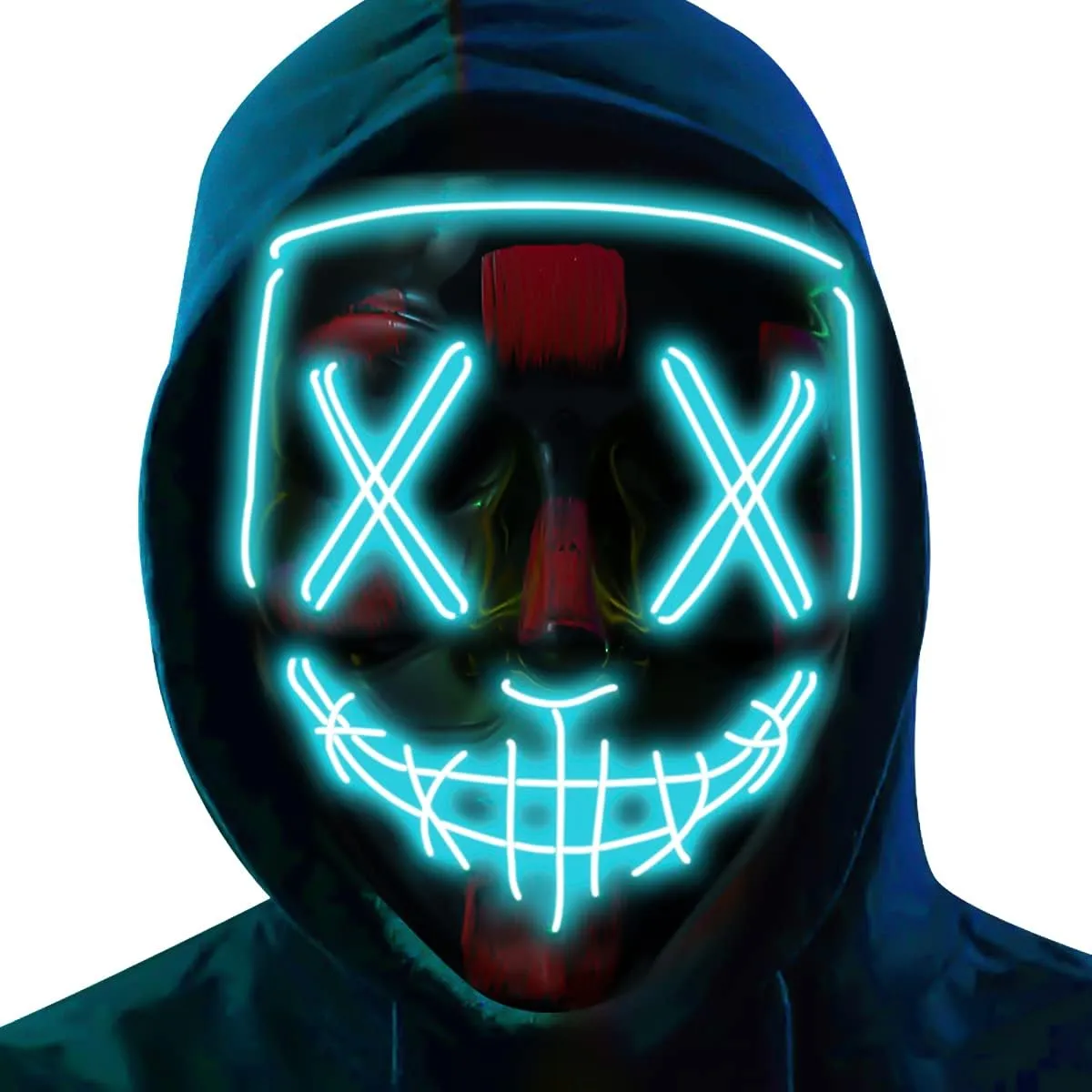 Light-Up Mask with EL Wire for Festival Cosplay (Random Colors)
